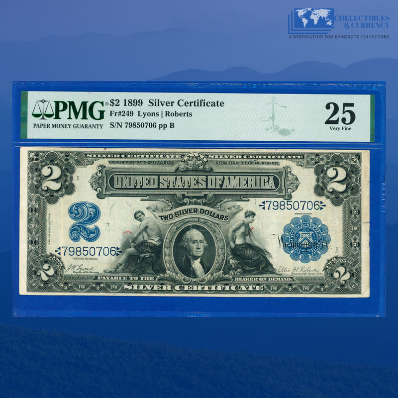 Fr.249 1899 $2 Two Dollars Silver Certificate "MINI PORTHOLE", PMG 25