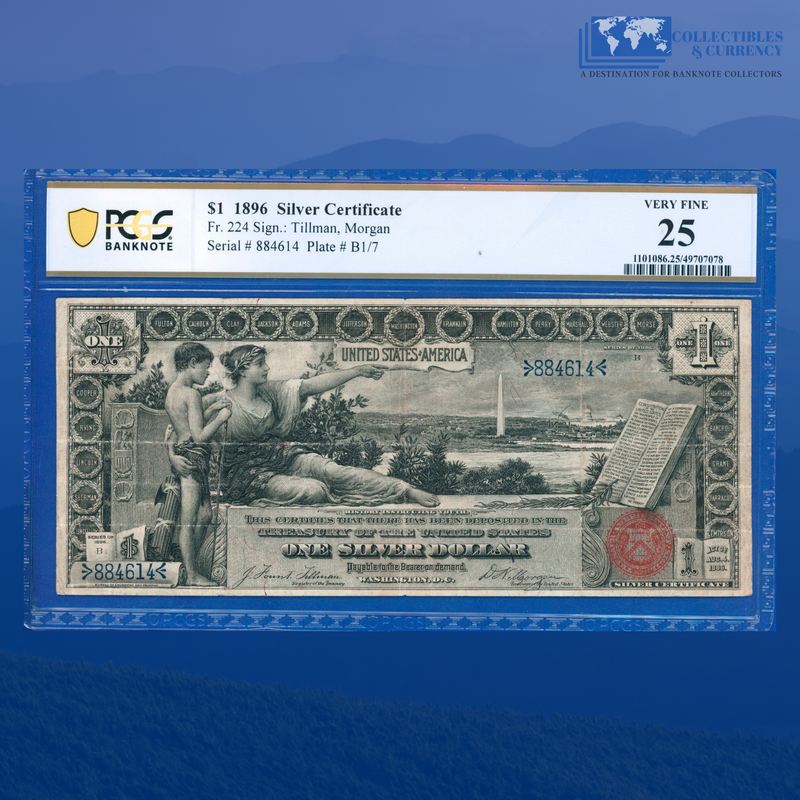 Fr.224 1896 $1 One Dollar Silver Certificate "EDUCATIONAL NOTE", PCGS 25