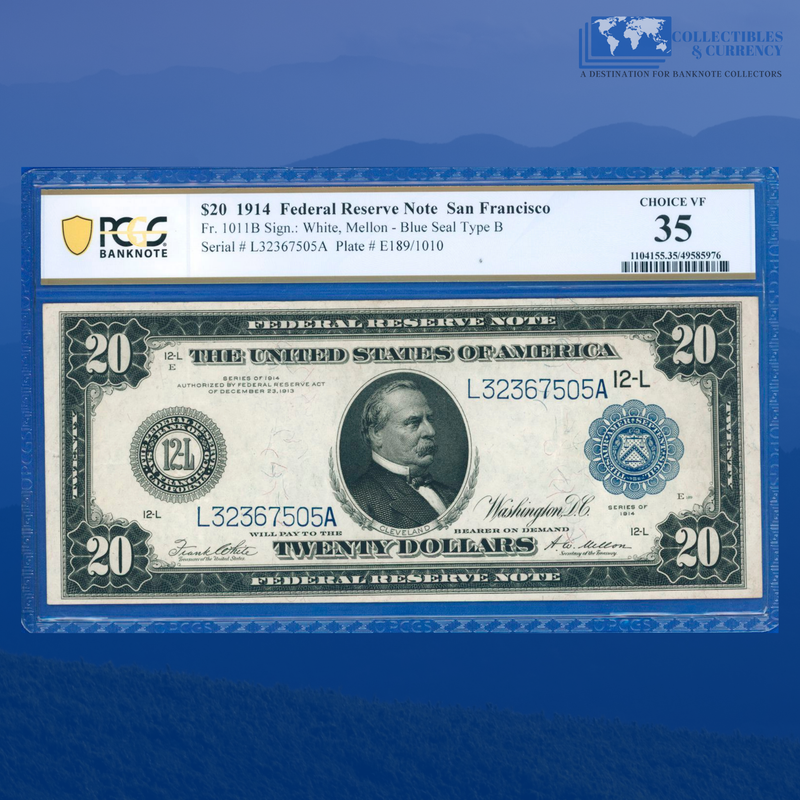 Fr.1011B 1914 $20 Twenty Dollars FRN San Francisco, PCGS 35