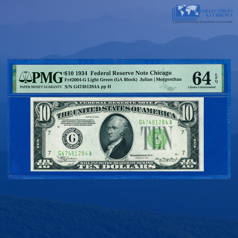 Fr.2004-D 1934 $10 Ten Dollars FRN Chicago, PMG 64 EPQ
