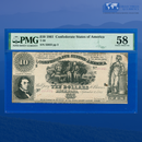1861 $10 Confederate States Of America, CSA T-30 PF-6, PMG 58