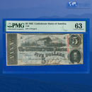 1863 $5 Confederate States Of America, CSA T-60 PF-1, PMG 63