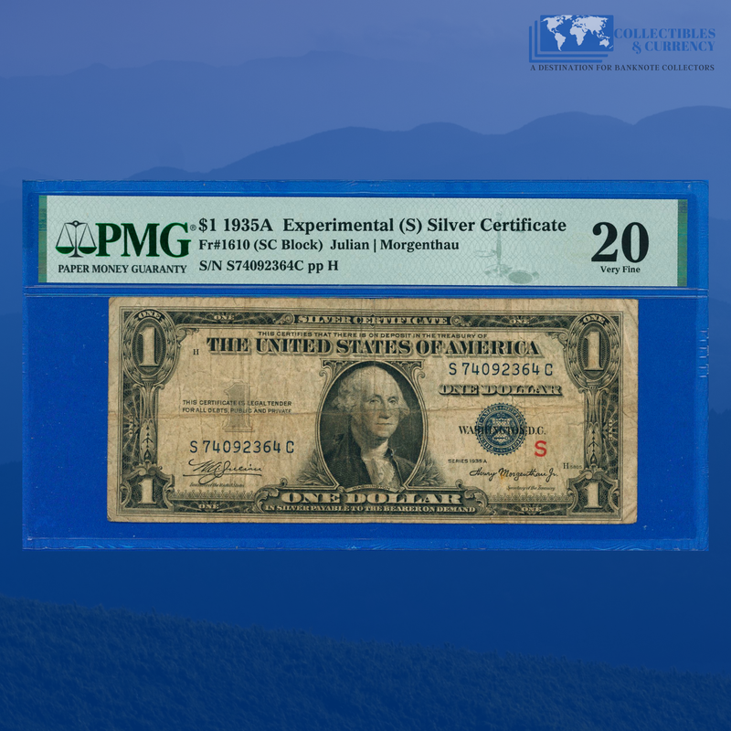 Fr.1610 1935A $1 One Dollar Silver Certificate "S" Experimental, PMG 20