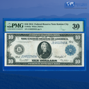 Fr.943a 1914 $10 Ten Dollars FRN Kansas City, PMG 30