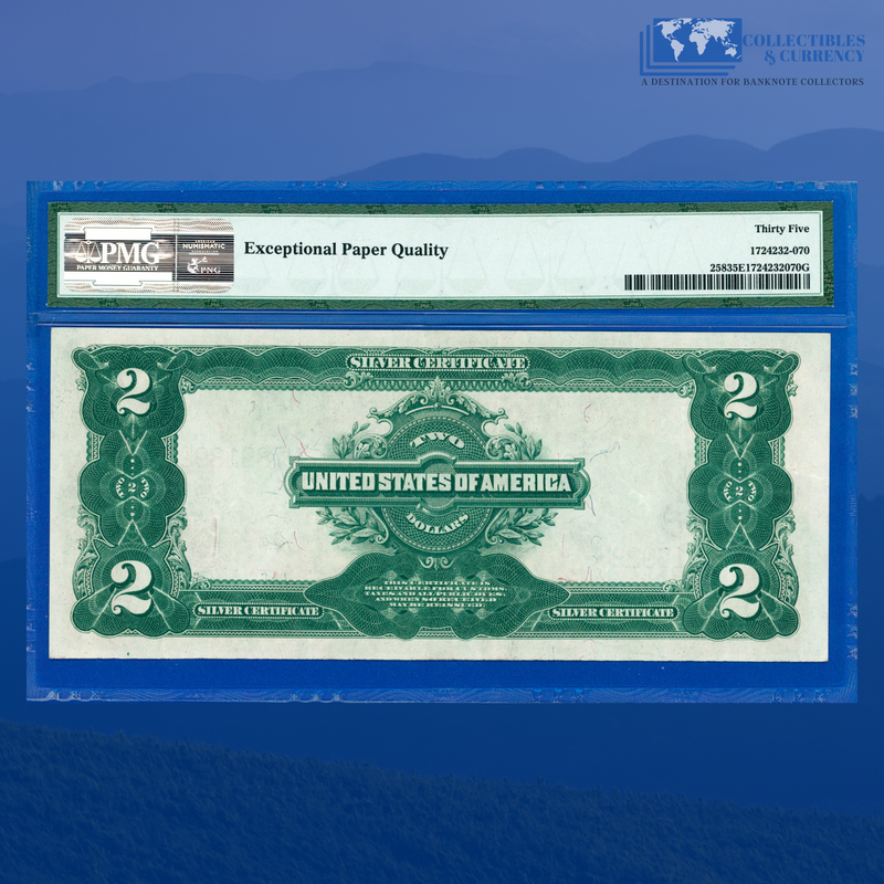 Fr.258 1899 $2 Two Dollars Silver Certificate "MINI PORTHOLE", PMG 35 EPQ