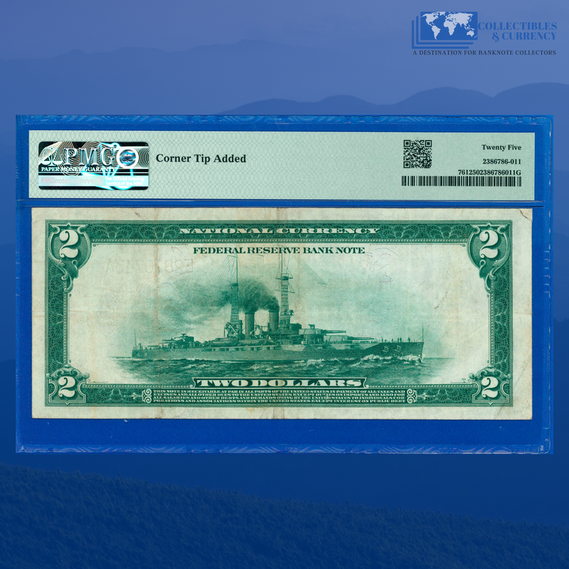 Fr.761 1918 $2 Two Dollars FRBN Richmond "BATTLESHIP", PMG 25 Comment