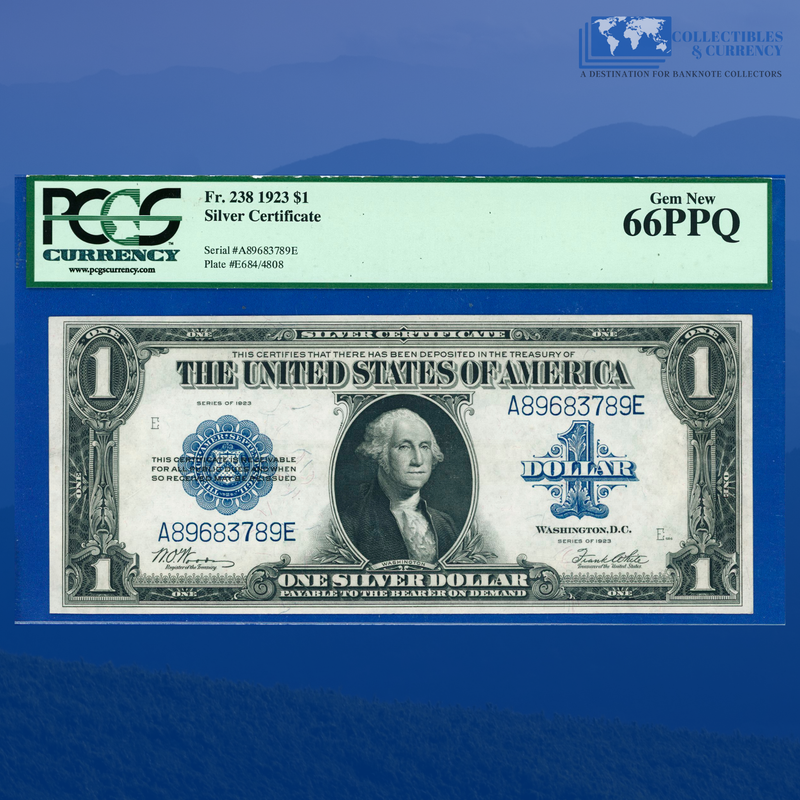 Fr.238 1923 $1 One Dollar Silver Certificate "HORSEBLANKET", PCGS 66 PPQ