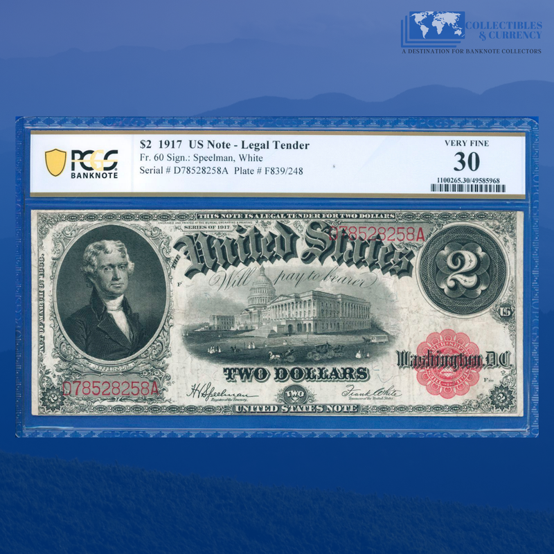 Fr.39 1917 $1 One Dollar "SAWHORSE REVERSE" Legal Tender Note, PCGS 50