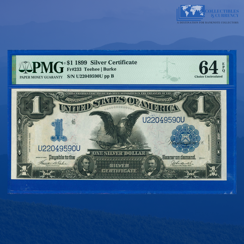 Fr.233 1899 $1 One Dollar Silver Certificate "BLACK EAGLE", PMG 64 EPQ