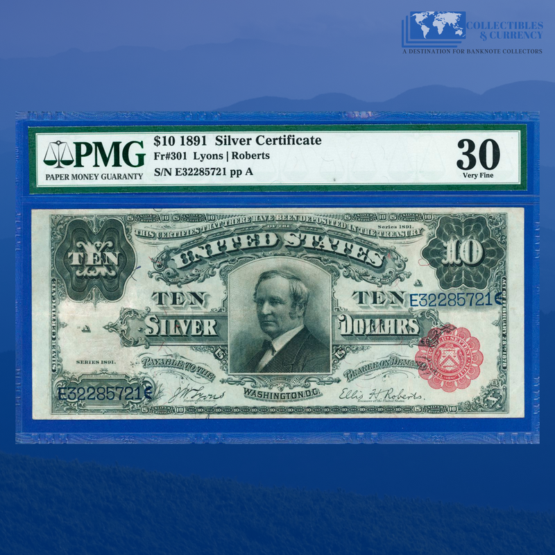 Fr.301 1891 $10 Ten Dollars Silver Certificate "TOMBSTONE", PMG 30 Comment