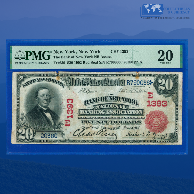 1902 Red Seal $20 Bank Of New York National Banking ,NY, Charter