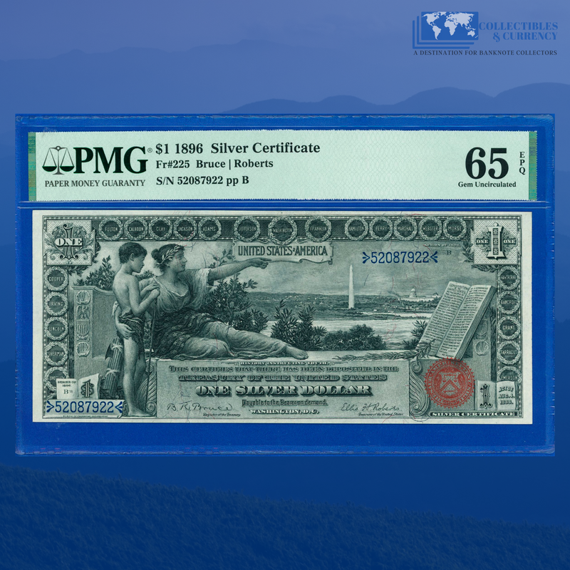 Fr.224 1896 $1 One Dollar Silver Certificate "EDUCATIONAL NOTE", PMG 65 EPQ