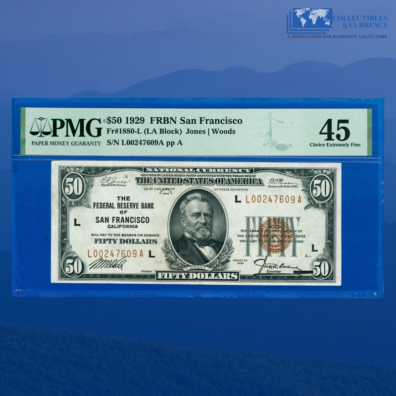 Fr.1880-L 1929 $50 Fifty Dollars FRBN San Francisco, PMG 45