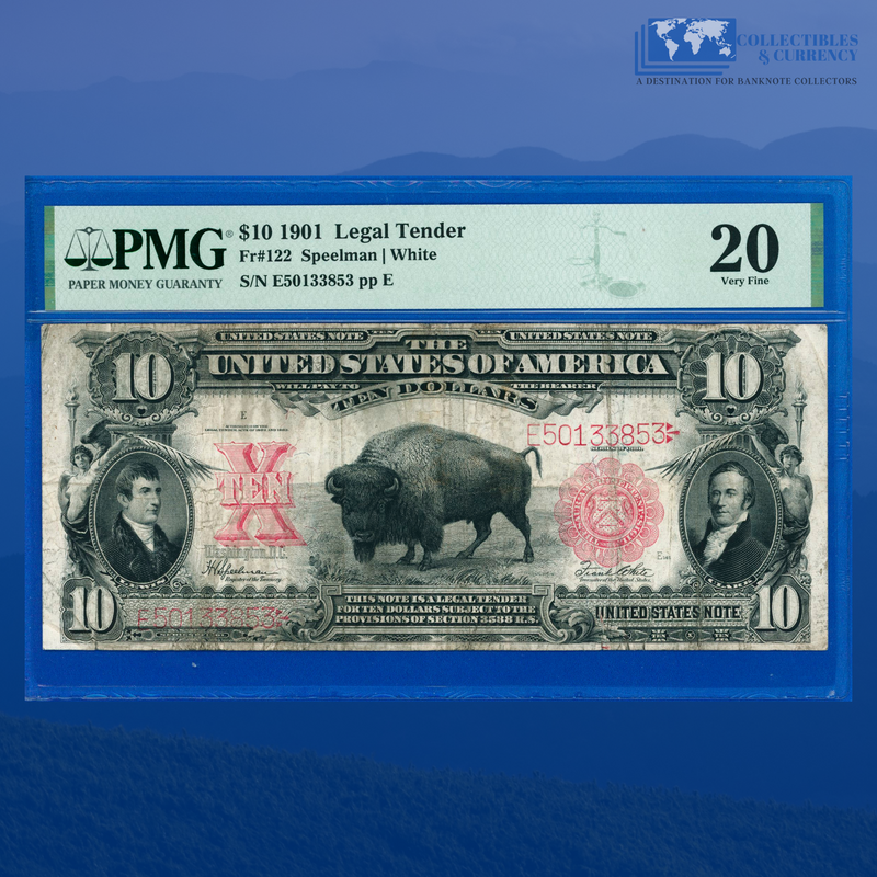 Fr.122 1901 $10 Ten Dollars "BISON" Legal Tender Note, PMG 20 Comment