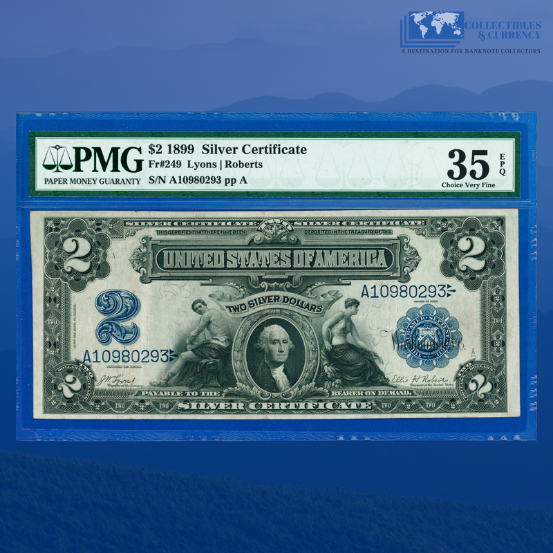 Fr.249 1899 $2 Two Dollars Silver Certificate "MINI PORTHOLE", PMG 35 EPQ