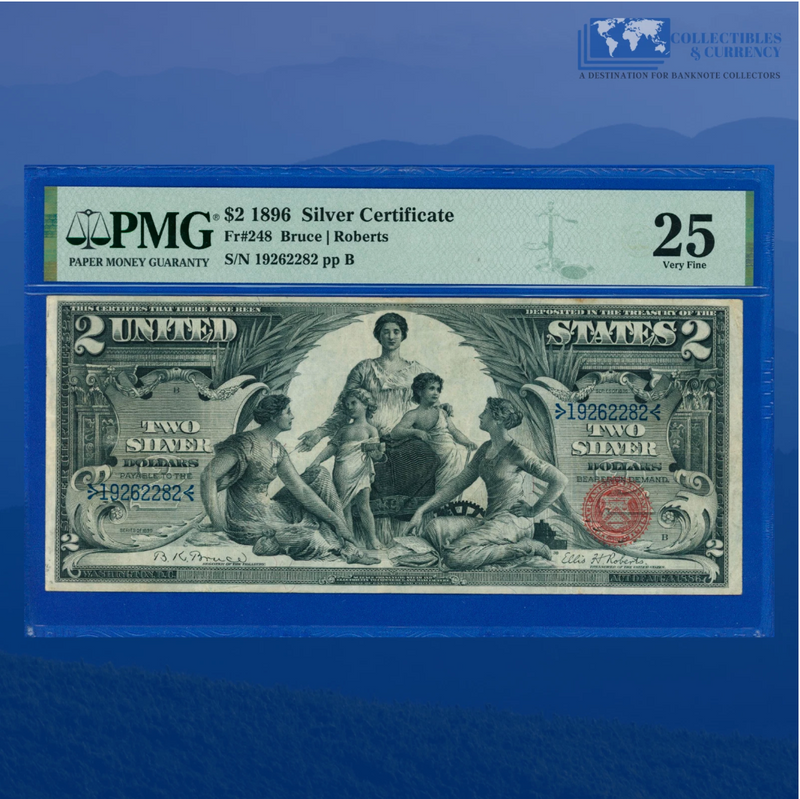 Fr.248 1896 $2 Two Dollars Silver Certificate "EDUCATIONAL NOTE", PMG 25