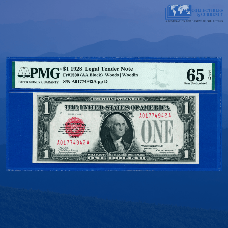 Copy of Fr.1500 1928 $1 One Dollar Bill "FUNNYBACK" Legal Tender Note, PMG 50 EPQ