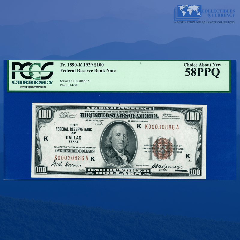 Copy of Fr.1880-K 1929 $50 Fifty Dollars FRBN Dallas "KEY NOTE", PMG 30