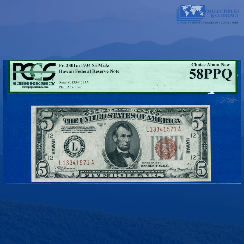 Copy of Fr.2300 1935A $1 One Dollar Silver Certificate Brown Seal "HAWAII", PCGS 55