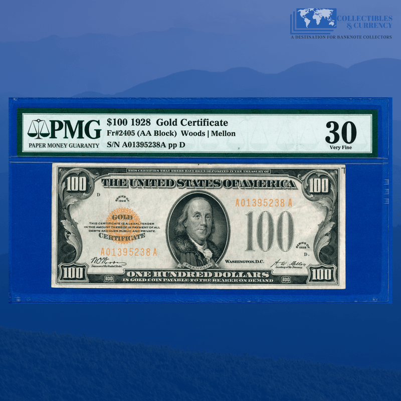 Copy of Fr.2405 1928 $100 One Hundred Dollars Gold Certificate, PMG 30