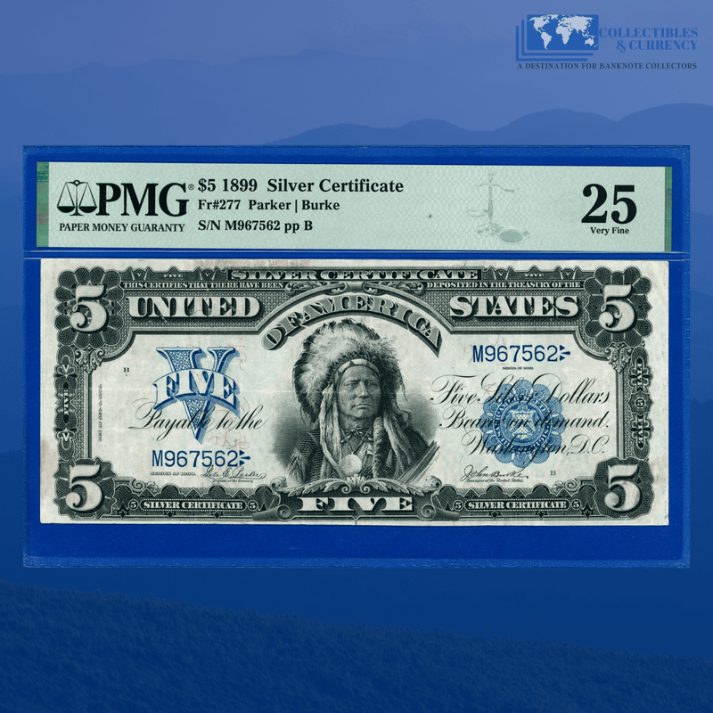 Copy of Fr.281 1899 $5 Five Dollars Silver Certificate "CHIEF NOTE", PMG 15