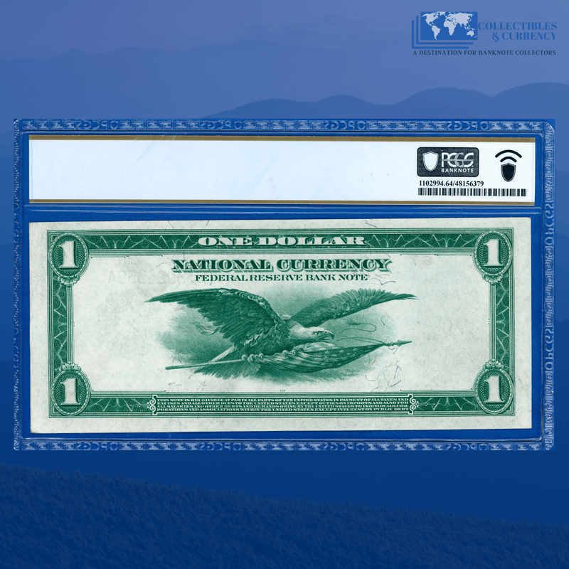 Copy of Fr.717 1918 $1 One Dollar FRBN Philadelphia "GREEN EAGLE", PCGS 64