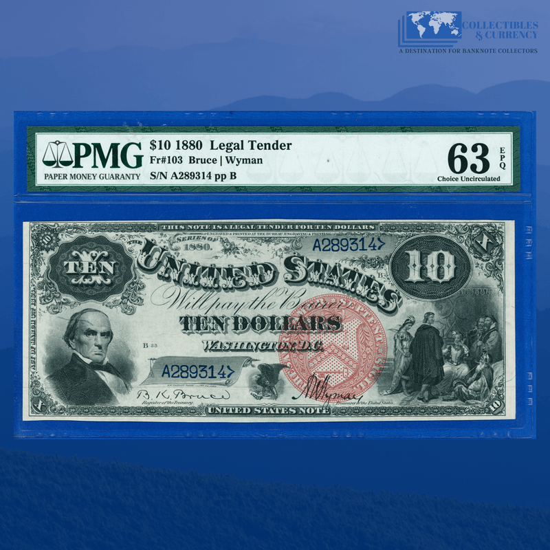 Fr.103 1880 $10 Ten Dollars "Jackass" Legal Tender Note, PMG 63 EPQ