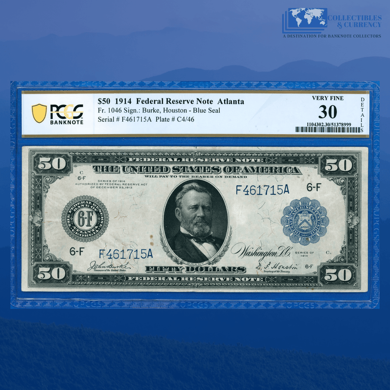 Fr.1046 1914 $50 Fifty Dollars FRN Atlanta, PCGS 30 Comment