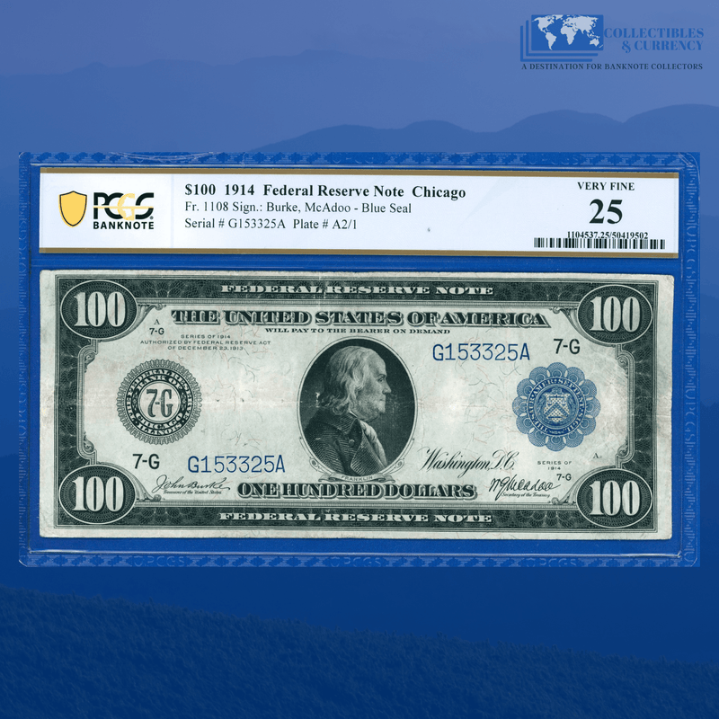 Fr.1108 1914 $100 One Hundred Dollars FRN Chicago, PCGS 25 Comment