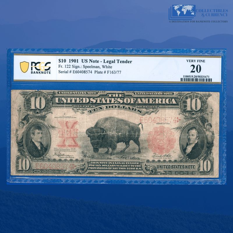 Fr.122 1901 $10 Ten Dollars "BISON" Legal Tender Note, PCGS 20