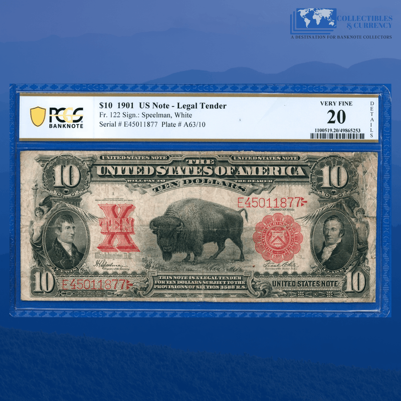 Fr.122 1901 $10 Ten Dollars "BISON" Legal Tender Note, PCGS 20 Comment