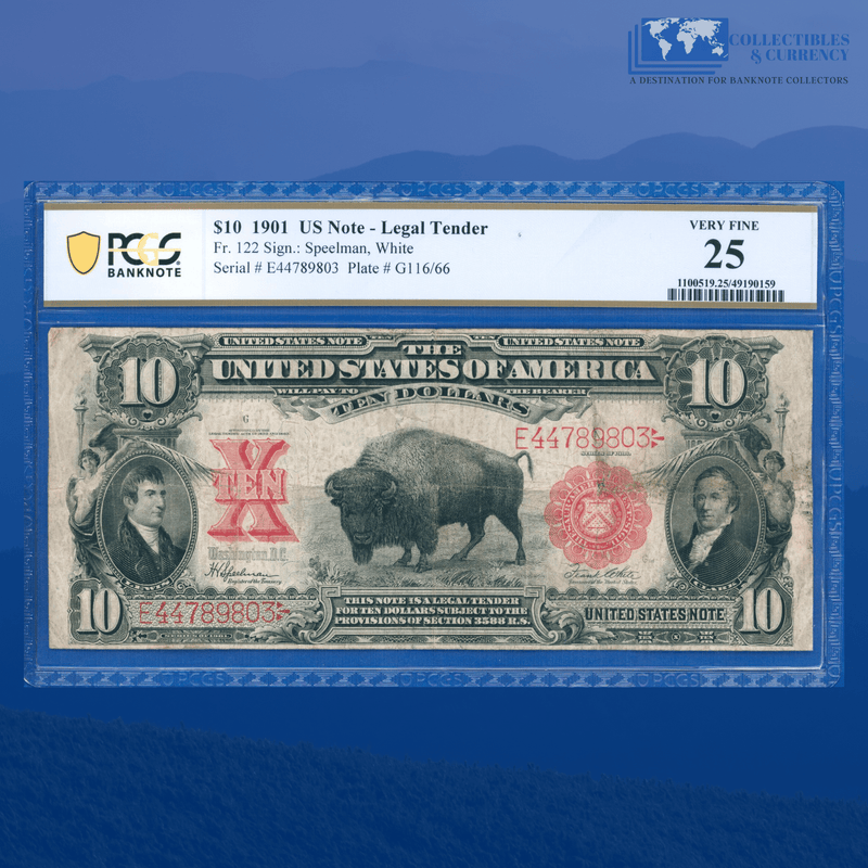 Fr.122 1901 $10 Ten Dollars "BISON" Legal Tender Note, PCGS 25