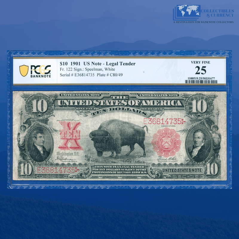 Fr.122 1901 $10 Ten Dollars "BISON" Legal Tender Note, PCGS 25 Comment