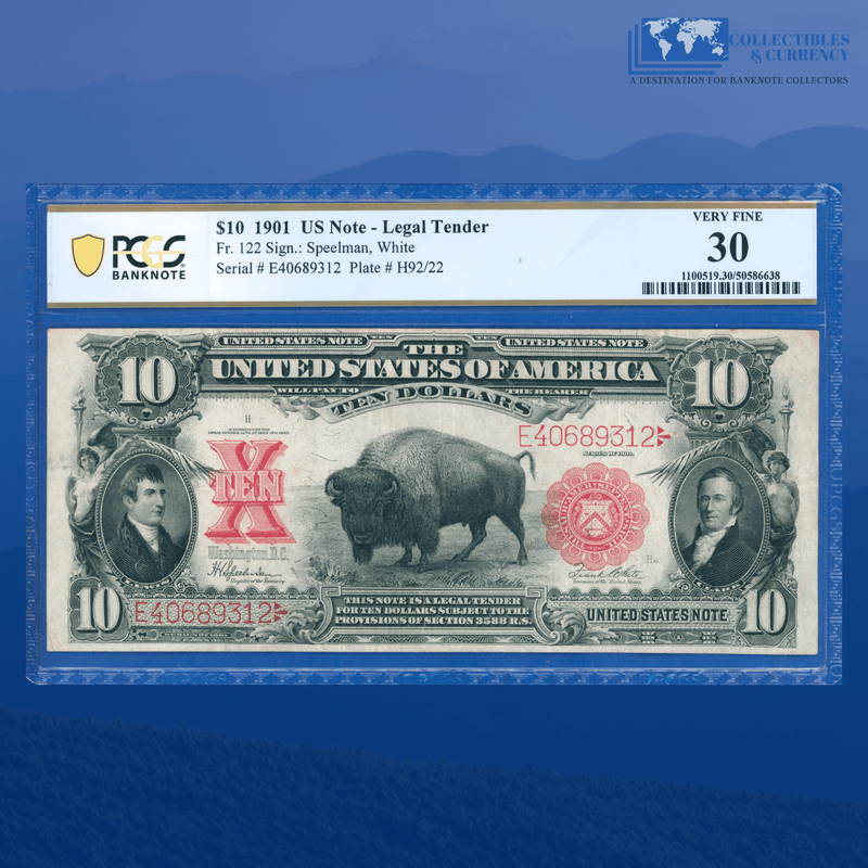 Fr.122 1901 $10 Ten Dollars "BISON" Legal Tender Note, PCGS 30