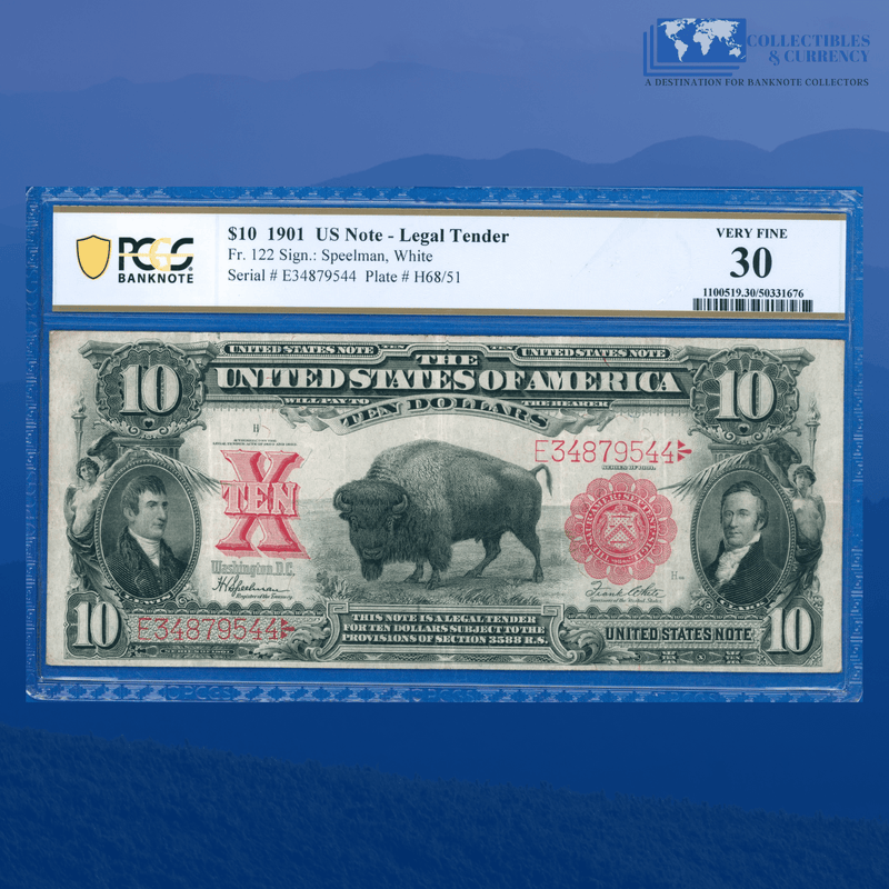 Fr.122 1901 $10 Ten Dollars "BISON" Legal Tender Note, PCGS 30