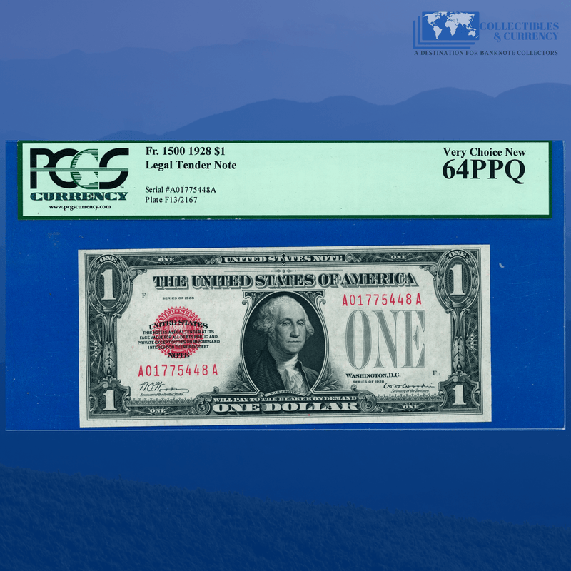 Fr.1500 1928 $1 One Dollar Bill "FUNNYBACK" Legal Tender Note, PCGS 64 PPQ