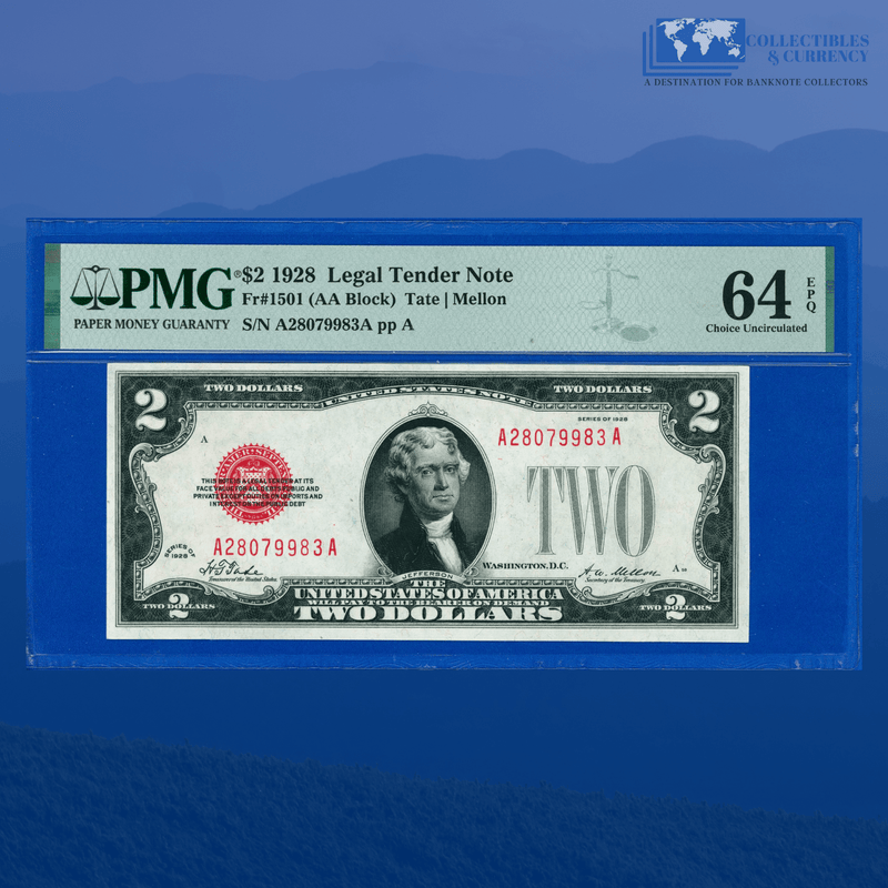 Fr.1501 1928 $2 Two Dollars Legal Tender Note, PMG 64 EPQ