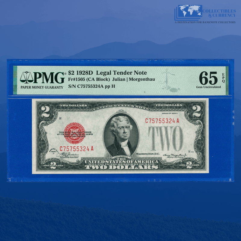 Fr.1505 1928 $2 Two Dollars Legal Tender Note, PMG 65 EPQ