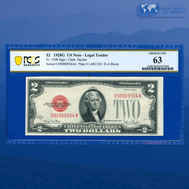 Fr.1508 1928G $2 Two Dollars Legal Tender Note, PCGS 63