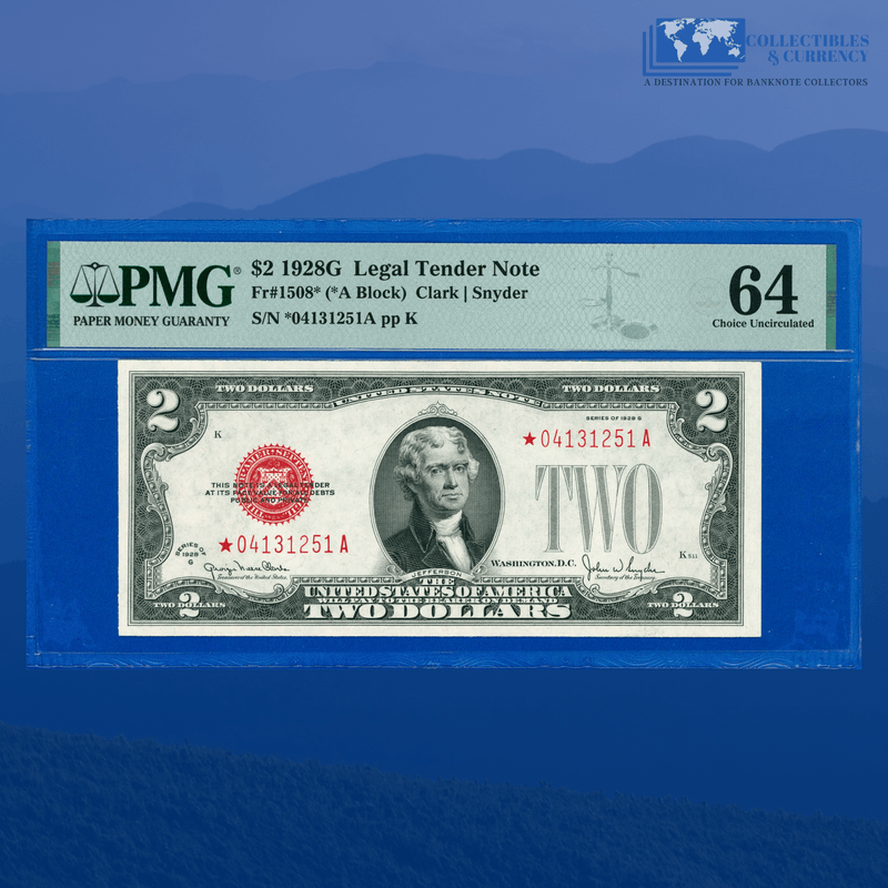 Fr.1508* 1928G $2 Two Dollars Legal Tender Star Note, PMG 64