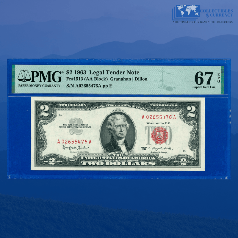 Fr.1513 1963 $2 Two Dollars Legal Tender Note, PMG 67 EPQ