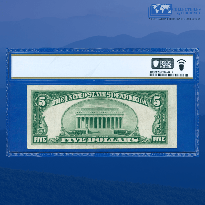 Fr.1529 1928D $5 Five Dollars Legal Tender Note, C/A Block, PCGS 58 PPQ