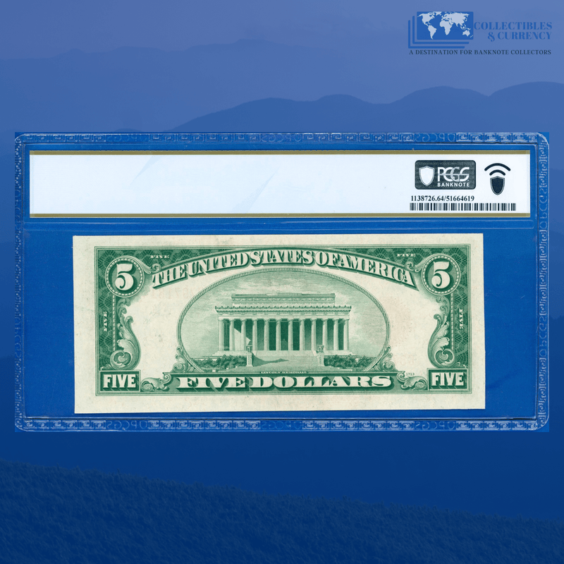 Fr.1530 1928E $5 Five Dollars Legal Tender Note, G/A Block, PCGS 64 PPQ