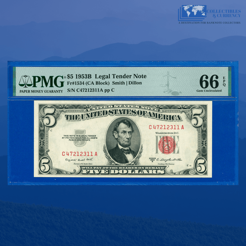 Fr.1534 1953B $5 Five Dollars Legal Tender Note, C/A Block, PMG 66 EPQ