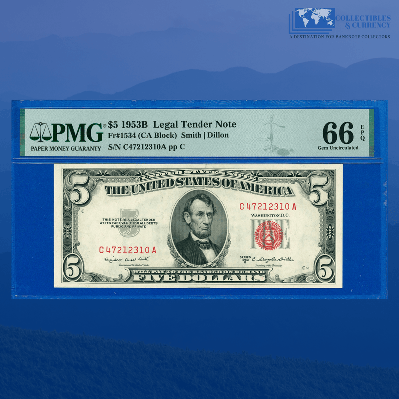 Fr.1534 1953B $5 Five Dollars Legal Tender Note, C/A Block, PMG 66 EPQ