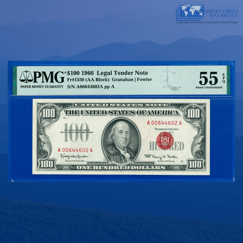 Fr.1550 1966 $100 One Hundred Dollars Legal Tender Note, PMG 55 EPQ