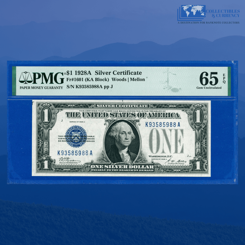 Fr.1601 1928A $1 One Dollar Silver Certificate "FUNNYBACK", PMG 65 EPQ