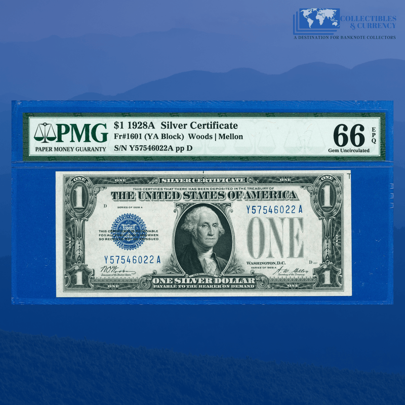 Fr.1601 1928A $1 One Dollar Silver Certificate "FUNNYBACK", PMG 66 EPQ