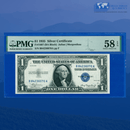 Fr.1607 1935 Plain Double Date $1 Silver Certificate, B/A Block, PMG 58 EPQ