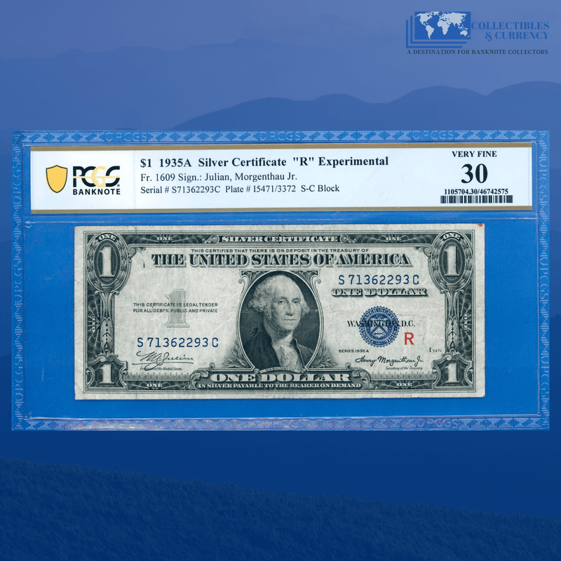 Fr.1609 1935A $1 One Dollar Silver Certificate "R" Experimental, PCGS 30